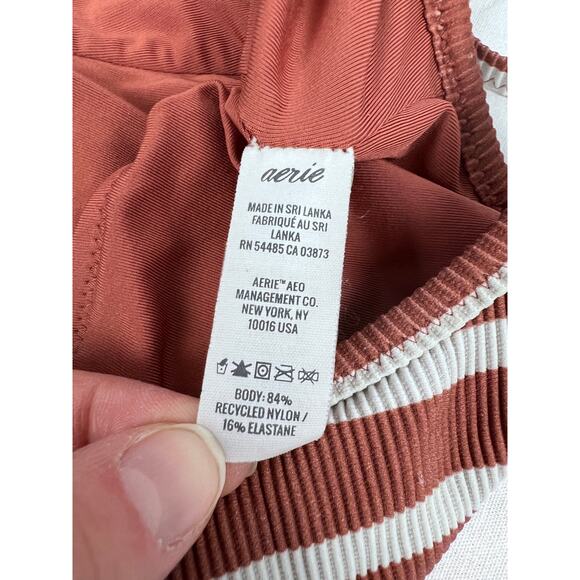 Aerie Bikini Ribbed Longline Scoop Swim Top Striped Summer Beachy Vacation Boho - Picture 6 of 6